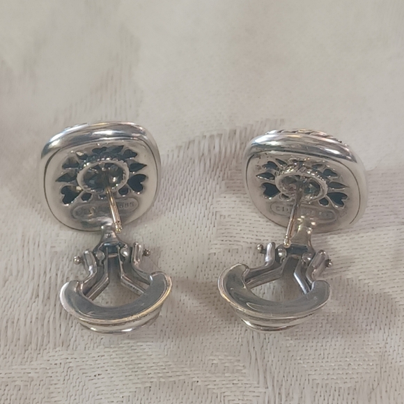 David Yurman Albion Earrings, SS & 14k, Omega Backs - Picture 6 of 12